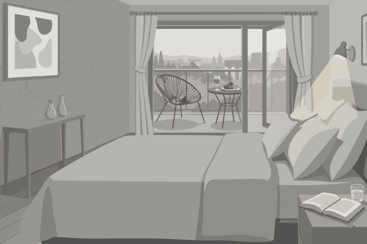 Doppelzimmer mit seitlichem Meerblick und Glasdusche